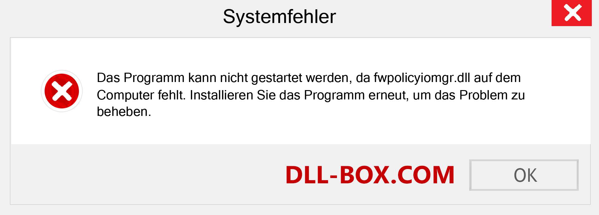 fwpolicyiomgr.dll-Datei fehlt?. Download für Windows 7, 8, 10 - Fix fwpolicyiomgr dll Missing Error unter Windows, Fotos, Bildern